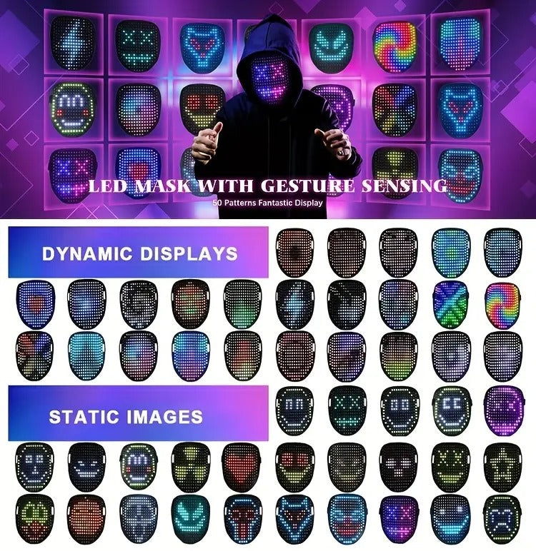 led mask gesture sensing light face transforming led - Temu