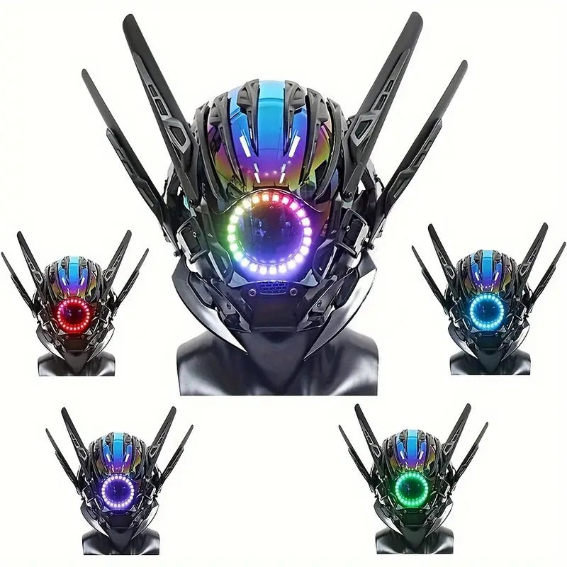 handmade cool light punk masks cyber warrior masks halloween - Temu